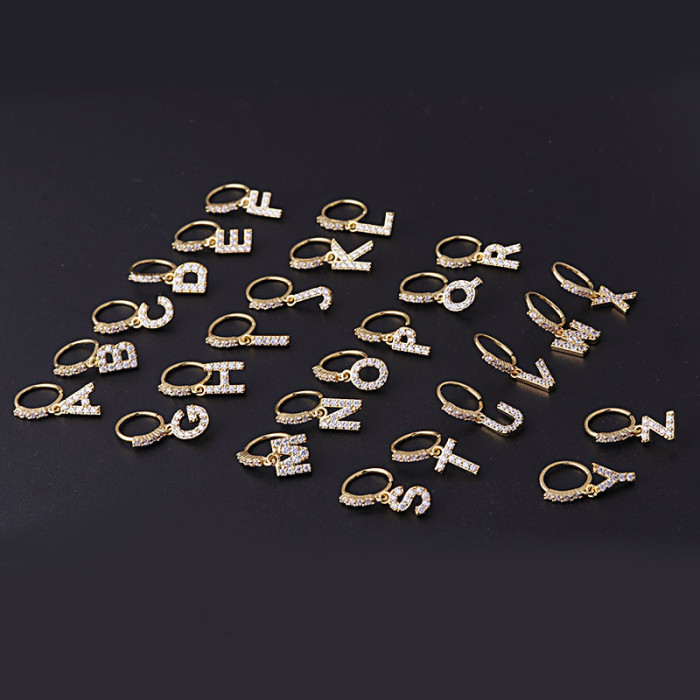 1Piece 8mm Piercing Single Letter Nose Ring Cuff Body Jewelry for Women Name Trend Ear Cuffs Safety Pin Nose Earrings for Mother