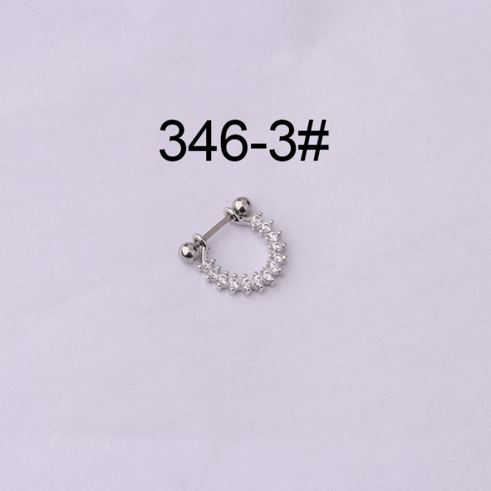 1Piece Zircon U-shape Stud Earrings for Women Trend Fashion Jewelry 20G Stainless Steel Piercing Earrings for Teens Gift