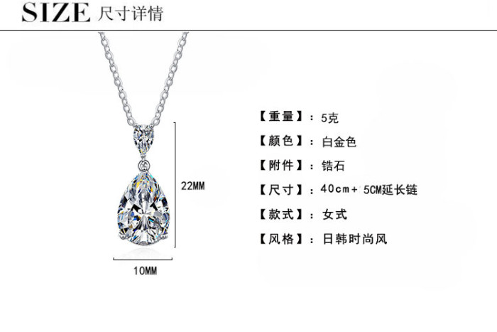 Simple Fashion Cat Eye Diamond Water Drop Necklace Zircon Season Artistic Ornament Short Clavicle Chain Necklace 564