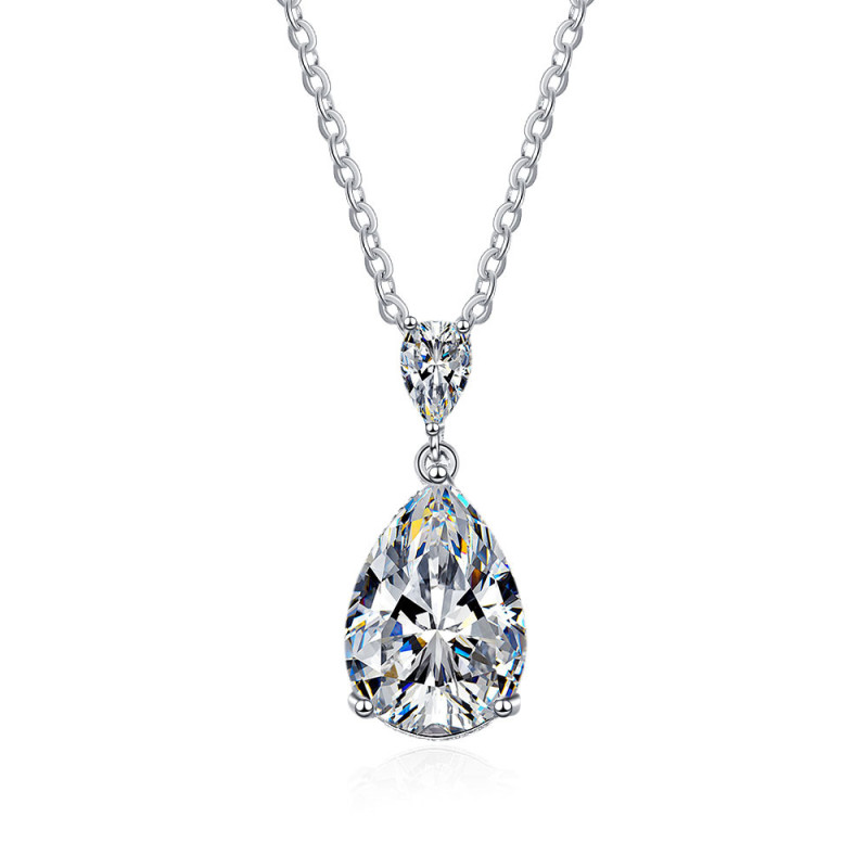 Simple Fashion Cat Eye Diamond Water Drop Necklace Zircon Season Artistic Ornament Short Clavicle Chain Necklace