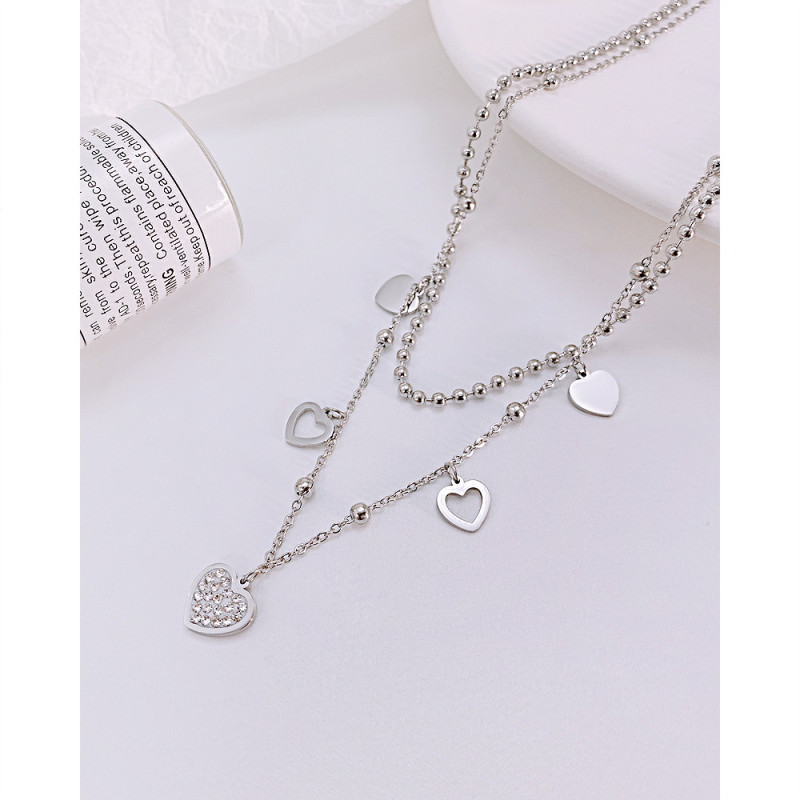 Fashion Double-Layer Titanium Steel Necklace for Women