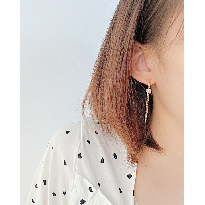 Ornament Korean Fashion S925 Silver Ear Studs Earrings Zircon Shining Diamond Tassel Earrings for Women