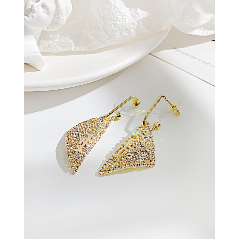 Ornament Wholesale Simple Copper Earrings Sterling Silver Needle Trendy Fashion Irregular Triangle Earrings