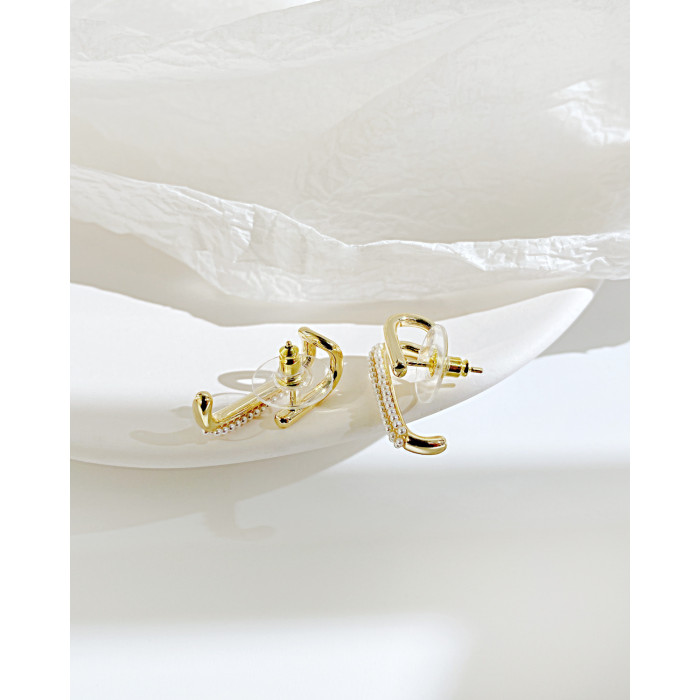 Ornament Fashion S925 Silver Ear Studs Earrings Luxury Geometric Pearl Texture Women's Earrings