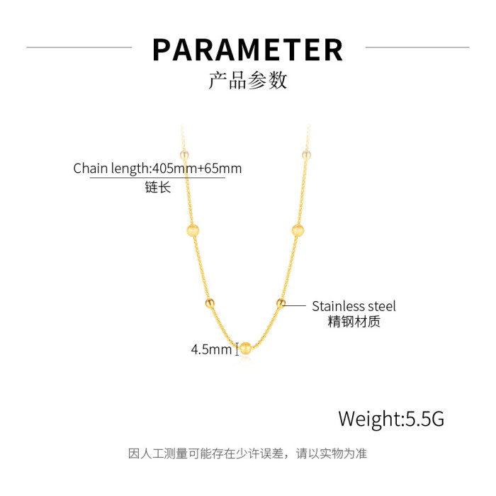 Ornament New Simple Geometric Beads Necklace Personalized Stainless Steel Necklace for Women
