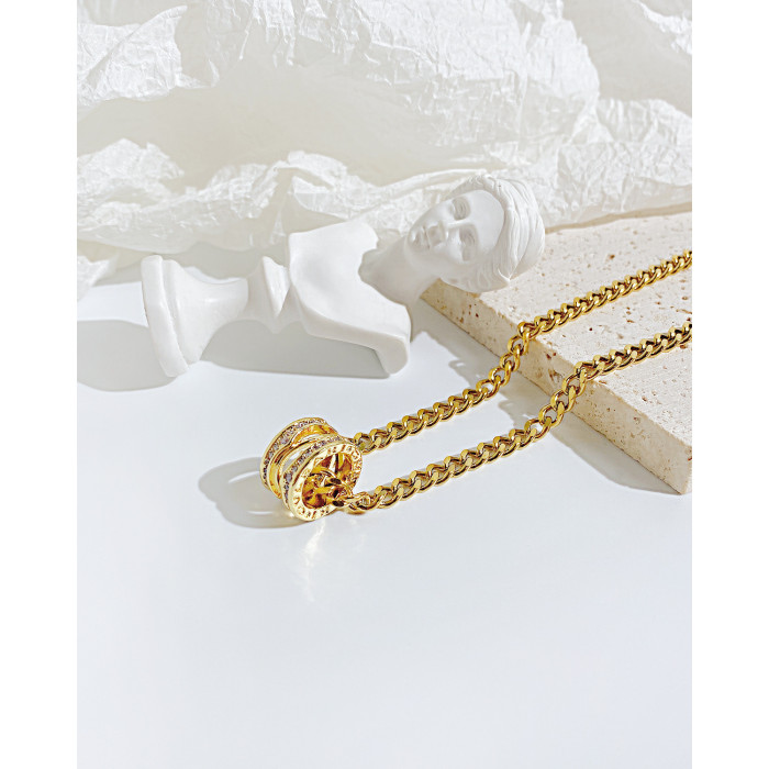 Ornament Special-Interest Design Temperament Small Waist Circle Copper Pendant Necklace Female