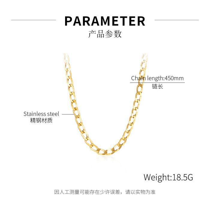 Ornament Ins Titanium Steel Thick Chain Clavicle Chain Gold Stainless Steel Necklace
