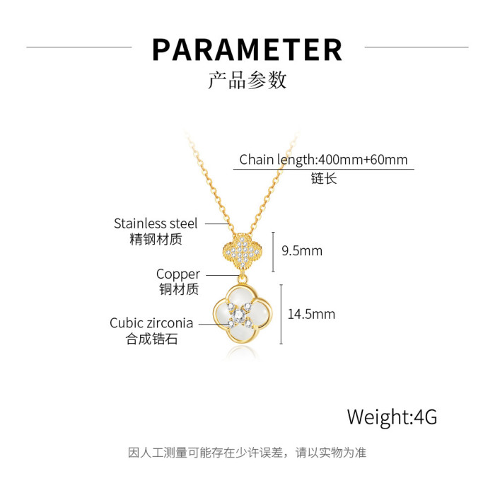 Ornament Wholesale Japanese and Korean Fashion Simple Style Clover Stainless Steel Ol Professional Necklace for Women
