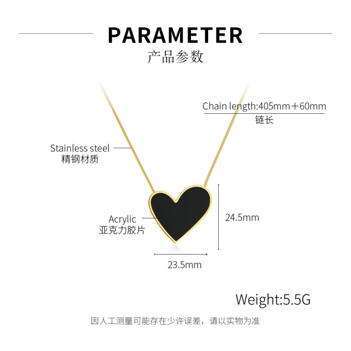 Ornament Wholesale Stereo Acrylic Jewelry Stainless Steel Heart Necklace for Women