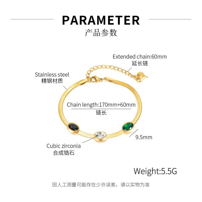 Ornament Korean Style Ins Style Simple Fashion Stainless Steel Inlaid Zircon Geometric Titanium Steel Bracelet Female Wholesale 1301