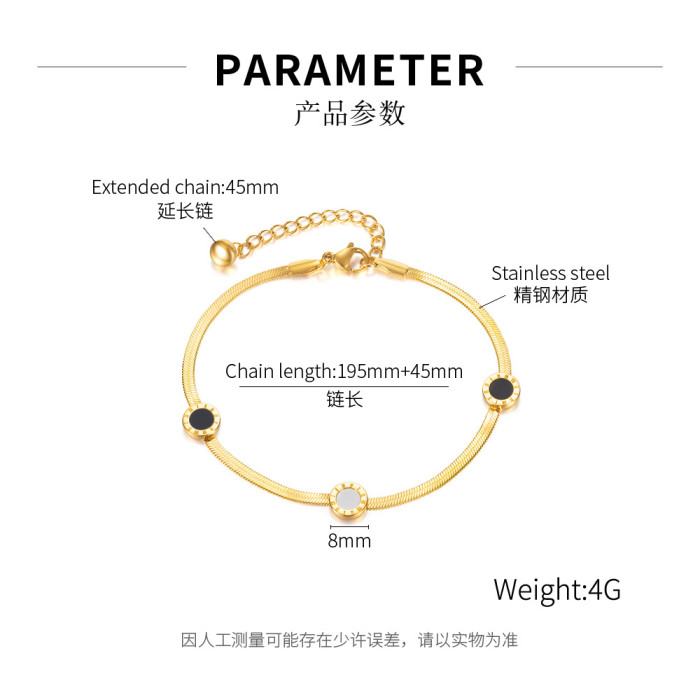 Ornament Summer Fashion Simple Snake Bones Chain Foot Ornaments Personality Titanium Steel Roman Digital Anklet for Women  132