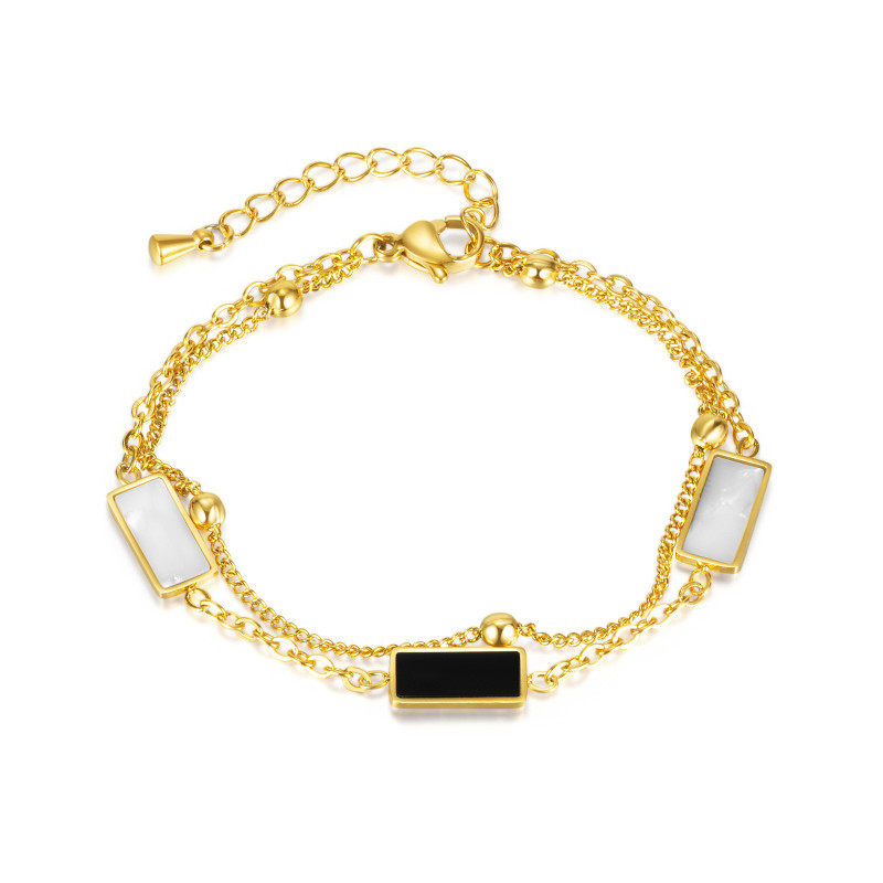 Ornament Wholesale Stylish Simple and Versatile Stainless Steel Bracelet Double Shell Bracelet for Women