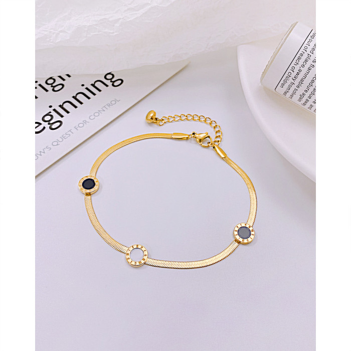 Ornament Summer Fashion Simple Snake Bones Chain Foot Ornaments Personality Titanium Steel Roman Digital Anklet for Women  132