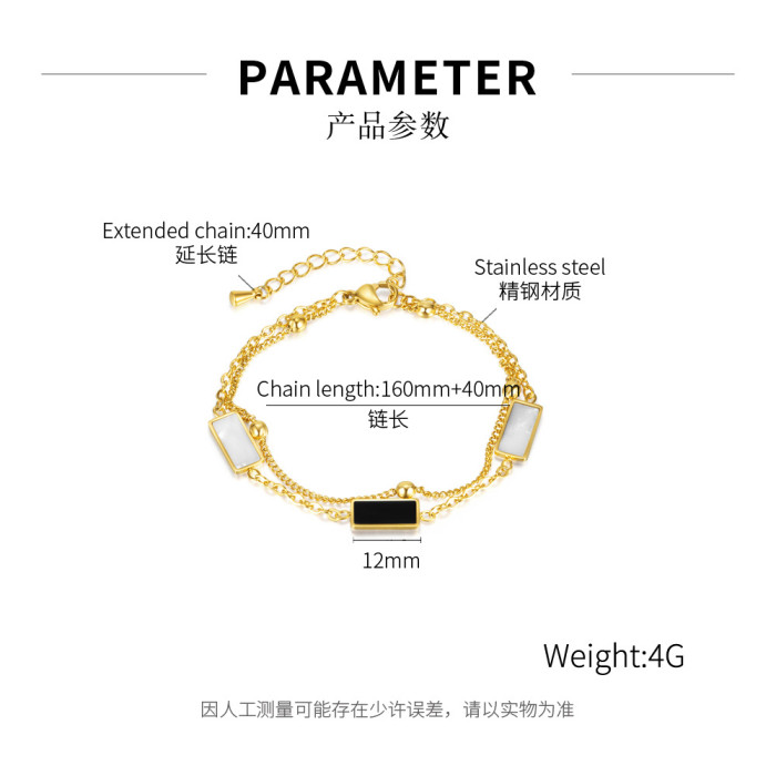 Ornament Wholesale Stylish Simple and Versatile Stainless Steel Bracelet Double Shell Bracelet for Women