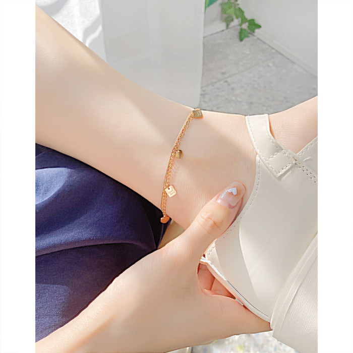 Ornament  Fashion Ins Special-Interest Design Love Foot Ornaments New Personalized Simple Stainless Steel Anklet for Women