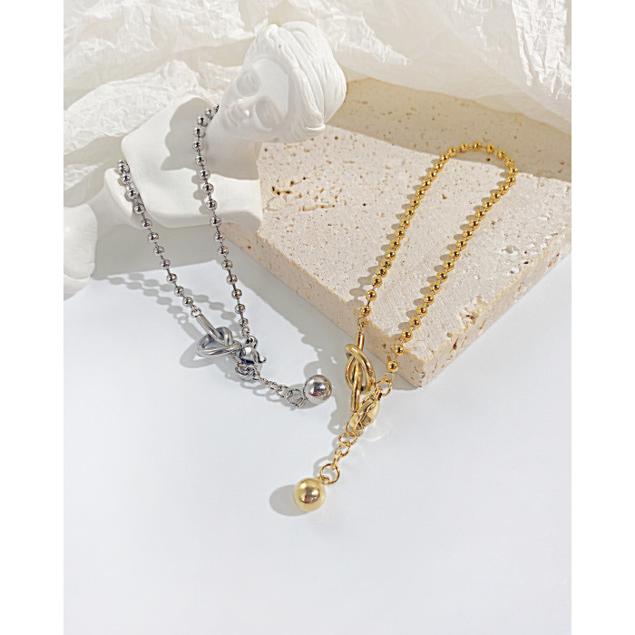 Ornament Ins Design Simple Elegant Stainless Steel Small Beads Bracelet Truelove Knot Titanium Steel Bracelet for Women