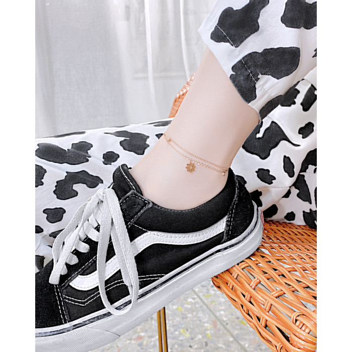 Decorative Flowers Double-Layer Stainless Steel Titanium Steel Anklet Women 137