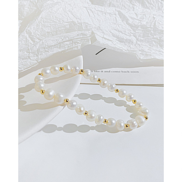 Ornament 2022 Design Natural Freshwater Pearl Simplicity Copper Bracelet for Women