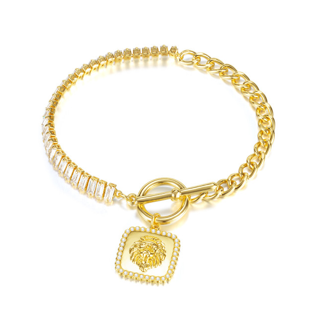 Ornament Hot Sale Design Simple Retro Zircon Chain OT Buckle Small Beads Pendant Bracelet