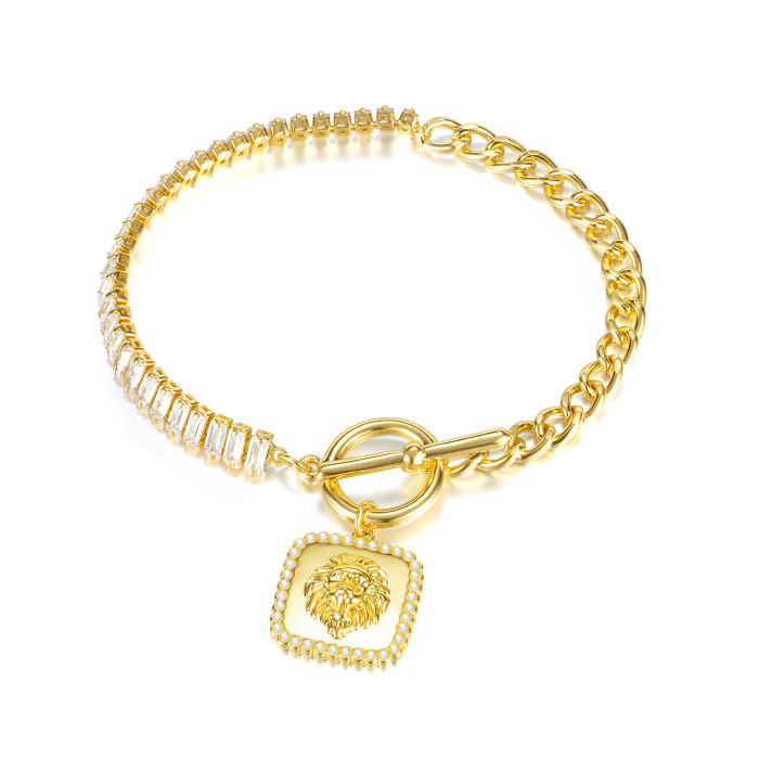 Ornament Hot Sale Design Simple Retro Zircon Chain OT Buckle Small Beads Pendant Bracelet