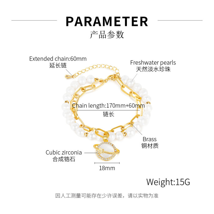 Ornament Fashionable Temperamental All-Match Special-Interest Design XINGX Freshwater Pearl Double-Layer Bracelet