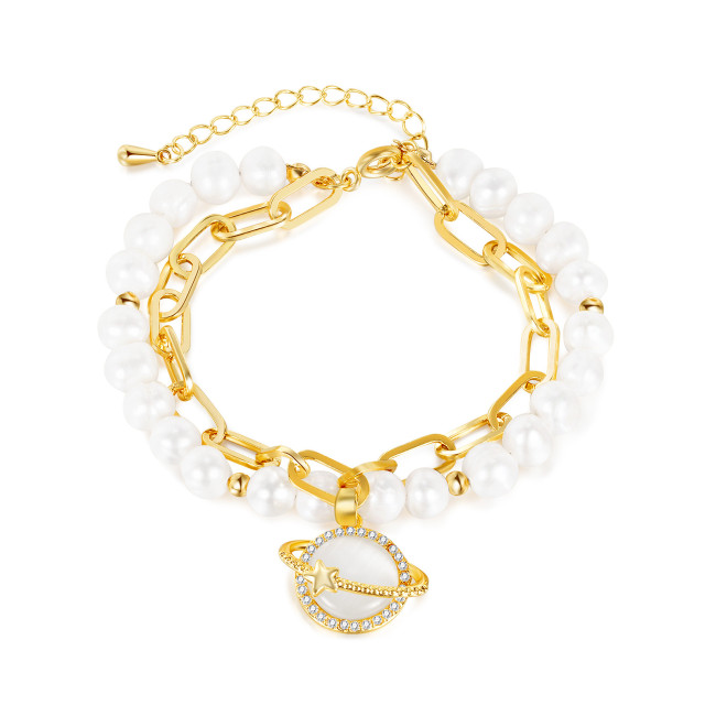 Ornament Fashionable Temperamental All-Match Special-Interest Design XINGX Freshwater Pearl Double-Layer Bracelet