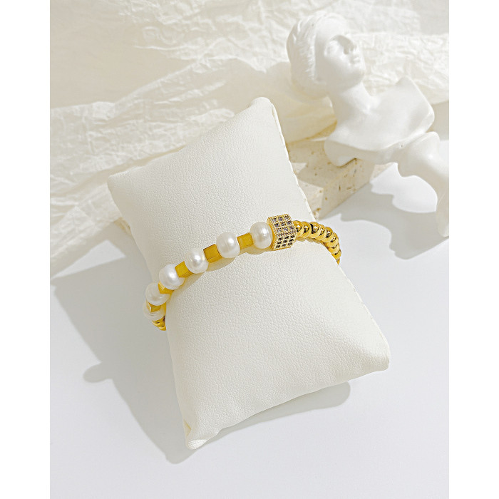 Ornament Special-Interest Design Titanium Steel Beads Natural Freshwater Pearl Stainless Steel Bracelet for Women