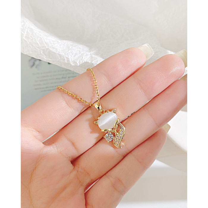 Ornament Wholesale Sweet Cute Micro-Inlaid Pendant Special-Interest Design Stainless Steel Necklace for Women