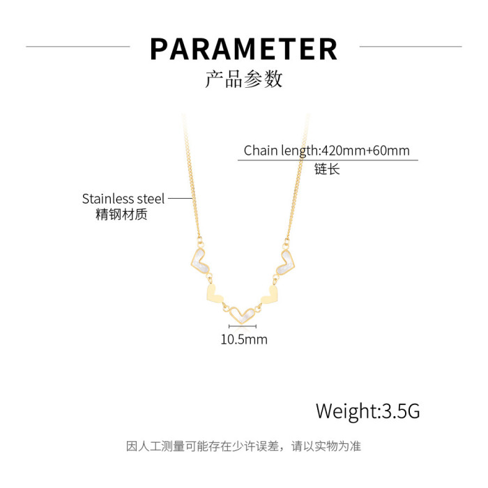 Ornament Special-Interest Design Love Heart Stainless Steel Necklace Female