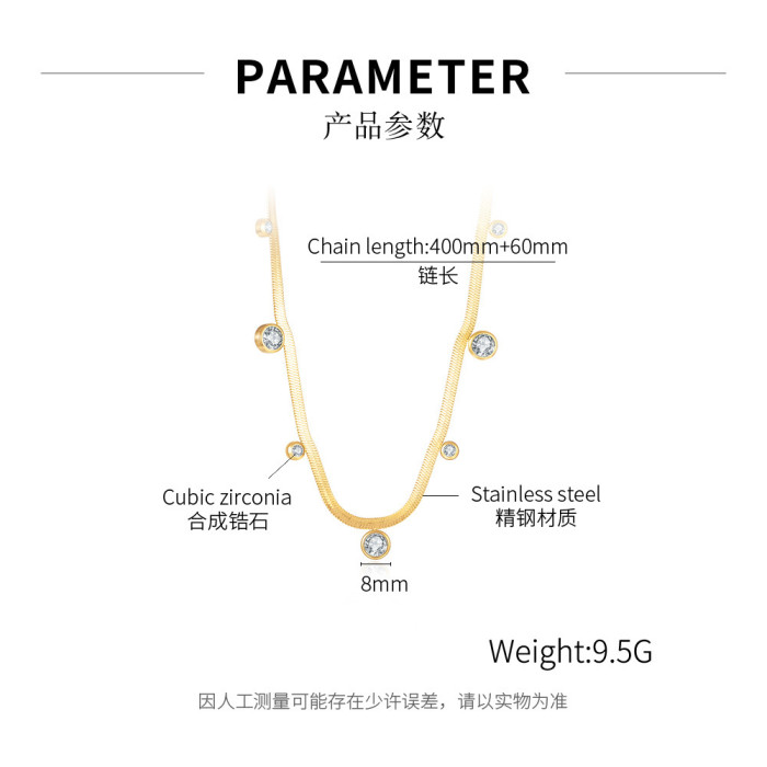 Ornament Hot Sale Simple Design Inlaid Zircon Stainless Steel Clavicle Chain Female