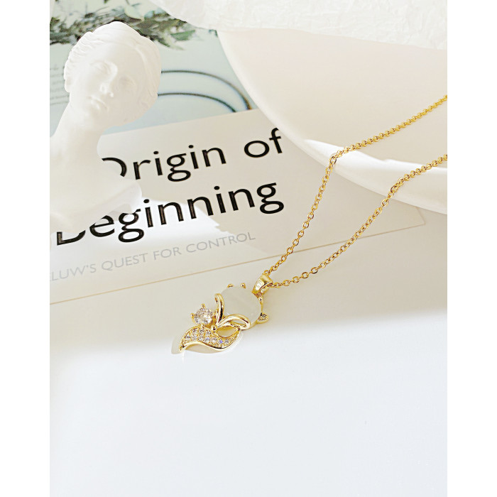 Ornament Wholesale Sweet Cute Micro-Inlaid Pendant Special-Interest Design Stainless Steel Necklace for Women