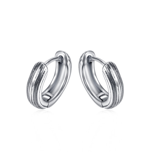 Fashionable Stainless Steel Simple Ring Earrings Fashionable Retro Neutral Accessories Ear Ring