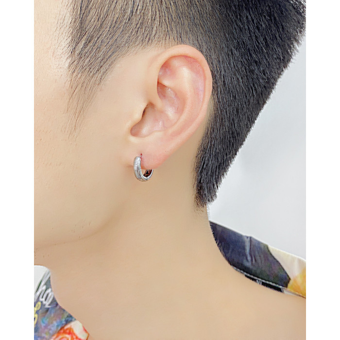 Fashionable Stainless Steel Simple Ring Earrings Fashionable Retro Neutral Accessories Ear Ring