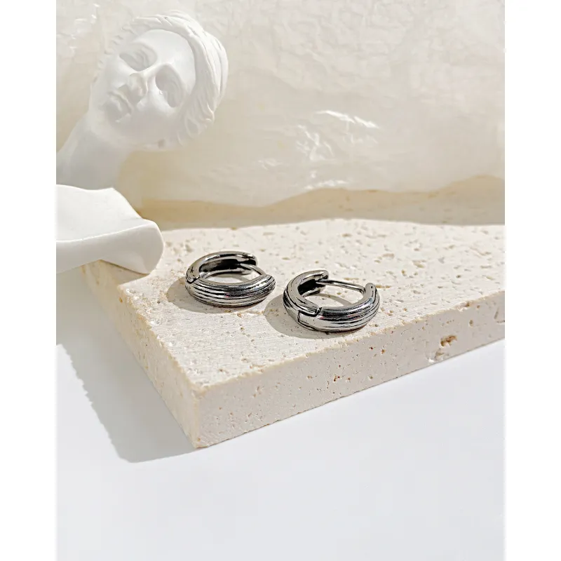 Fashionable Stainless Steel Simple Ring Earrings Fashionable Retro Neutral Accessories Ear Ring
