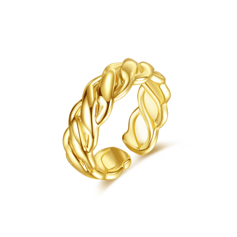 Ornament Wholesale Special-Interest Design C- Shaped Copper Ring Fashion Lo Twisted Opening Ring Women