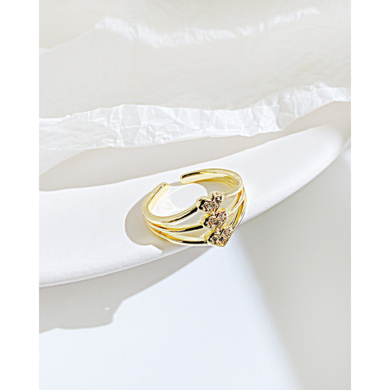 Ornament New INS Special-Interest Design Simple Peach Heart Micro-Inlaid Zircon Ring Women