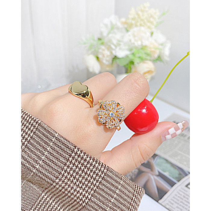 Ornament Wholesale Creative Simple Glossy Love Ring Female Stylish Opening Peach Heart Ring