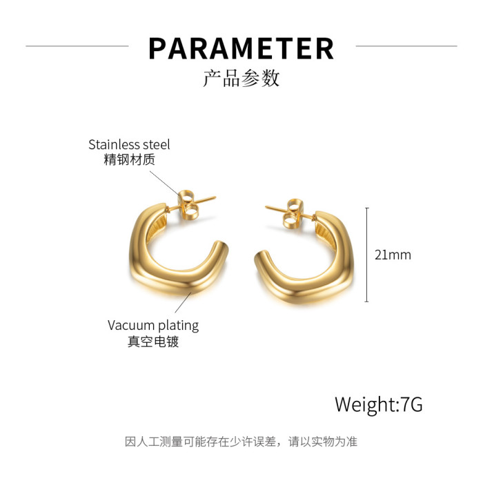 Ornament 2022 New Ins Niche Temperament Geometric Simple Stainless Steel Stud Earrings for Women