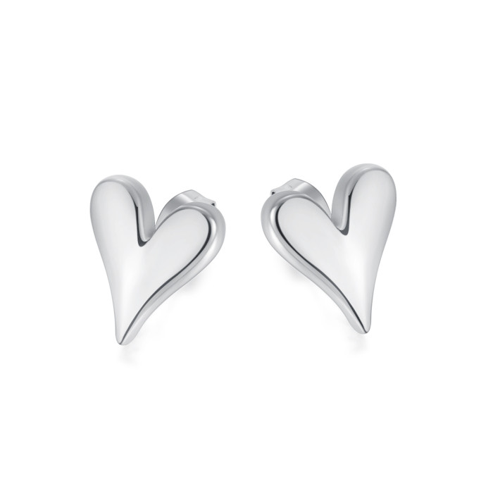 Ornament Fashion Simple Niche Design Three-Dimensional Heart-Shaped Temperament Stainless Steel Studs