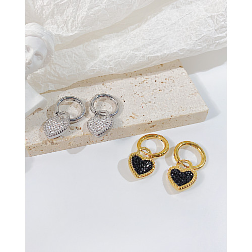 Ornament Wholesale Niche High-Grade Love Stainless Steel Earrings Luxury Peach Heart Zircon Earrings for Women 775