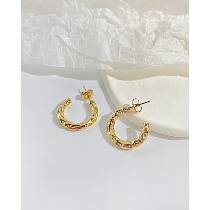 Ornament Simple Elegance Retro Twist C- Type Ear Ring Stainless Steel Earrings for Women