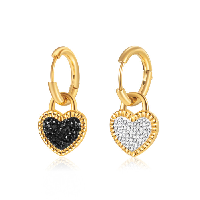 Ornament Wholesale Niche High-Grade Love Stainless Steel Earrings Luxury Peach Heart Zircon Earrings for Women 775