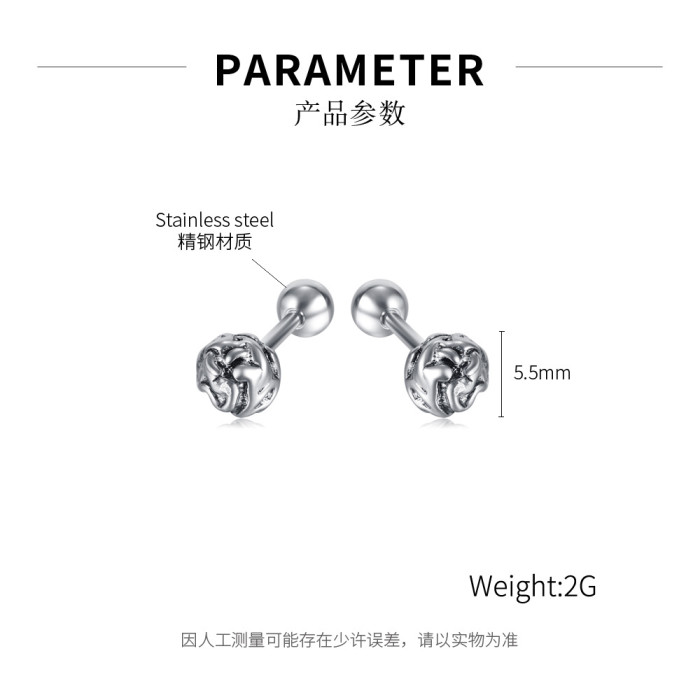 Ornament Irregular Bead Earrings Fashion Personality Unisex Stainless Steel Studs