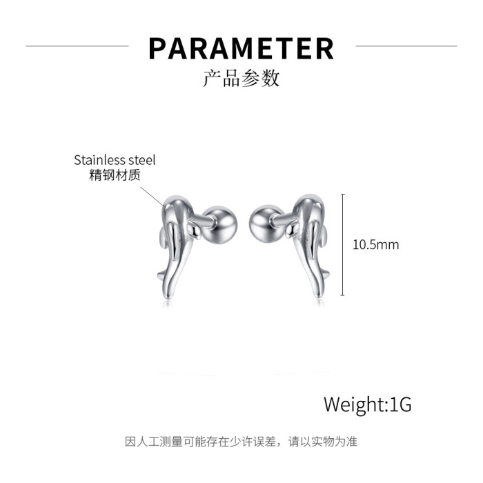Ornament Wholesale Hipster Small Cute Fish Earrings Personality Street Fashion Stainless Steel Studs