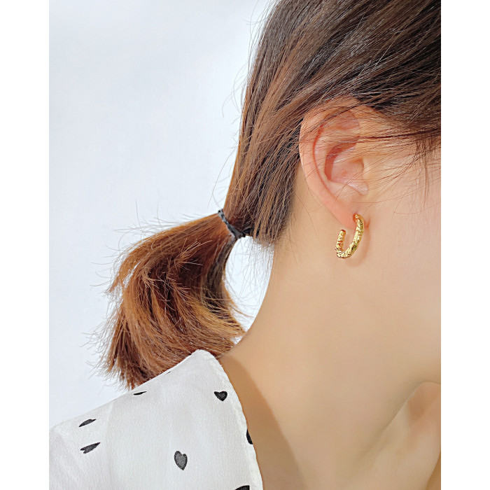 Ornament Simple Elegance Retro Twist C- Type Ear Ring Stainless Steel Earrings for Women