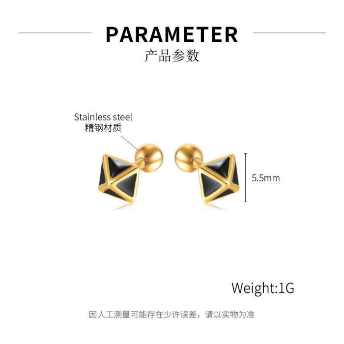 Ornament Fashion Triangle Titanium Steel Earrings Unisex Hip Hop Style Stainless Steel Studs