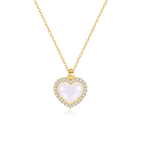 Ornament Fashion Micro Inlaid Zircon Luxury Niche Stainless Steel Heart Necklace for Women