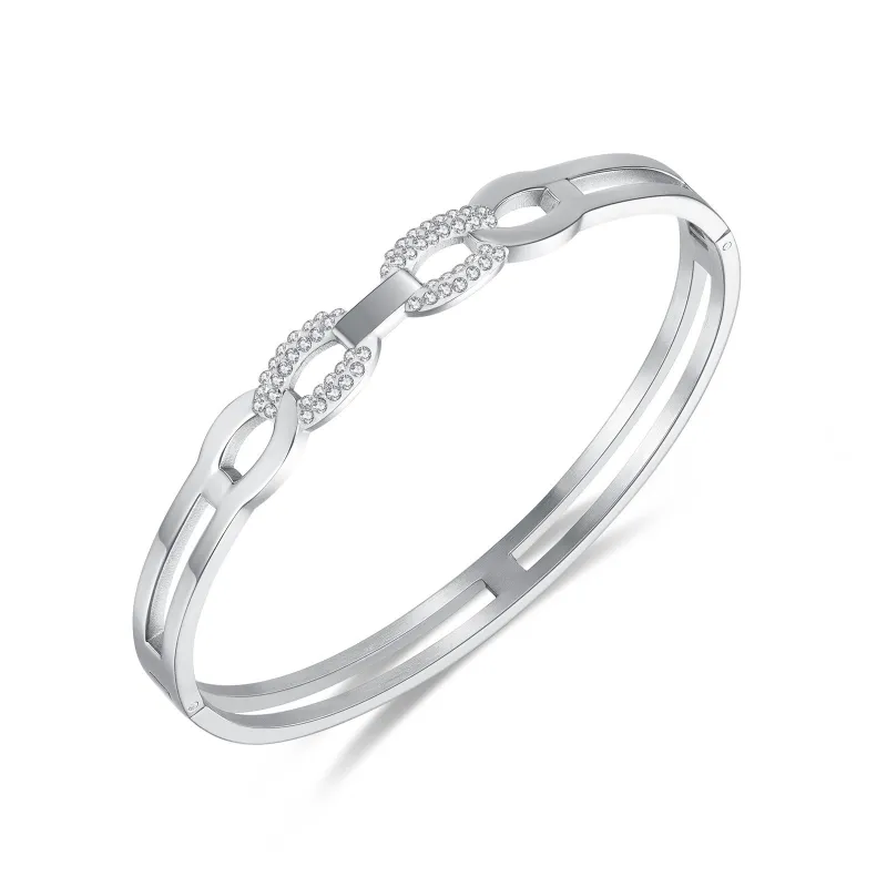 Ornament One-Piece Delivery Fashion Stainless Steel Bracelet Ins Special-Interest Design Zircon Ladies' Bracelet