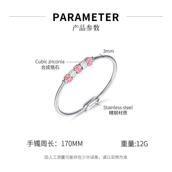 Ornament Fashion Summer Niche New Zircon Titanium Steel Bracelet Simple Stainless Steel Bracelet for Women
