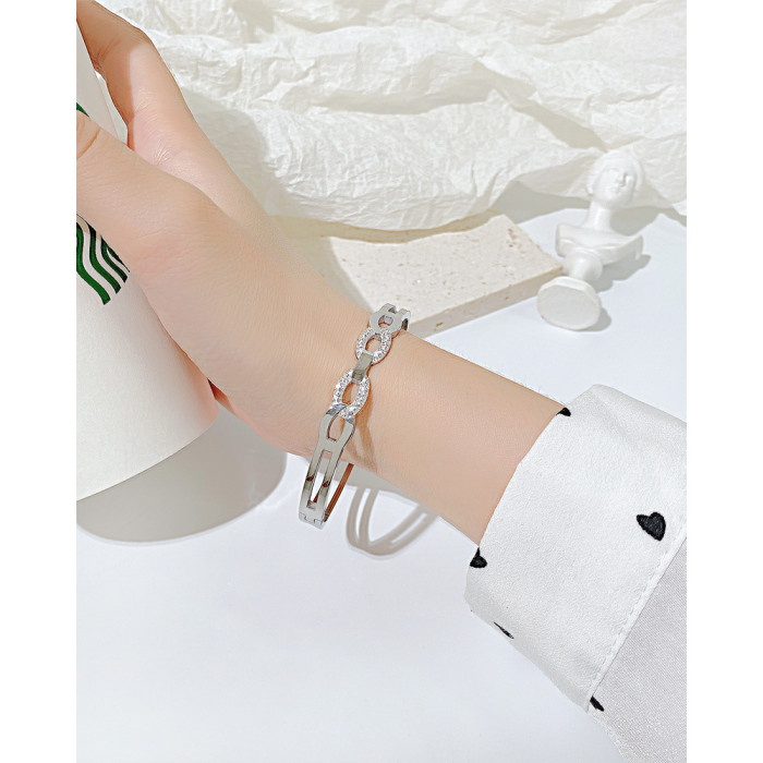 Ornament One-Piece Delivery Fashion Stainless Steel Bracelet Ins Special-Interest Design Zircon Ladies' Bracelet